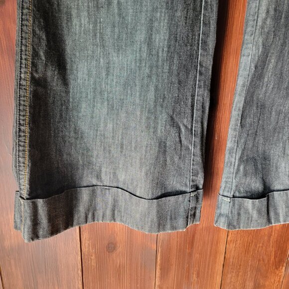 Vintage Anthropologie Level 99 Women 28 Low Rise Flare Jeans Wide Hem Distressed - Picture 7 of 13